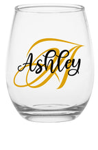 Load image into Gallery viewer, Personalized Name and Initial Stemless Glass