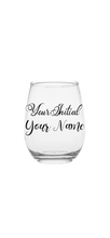Load image into Gallery viewer, Personalized Name and Initial Stemless Glass